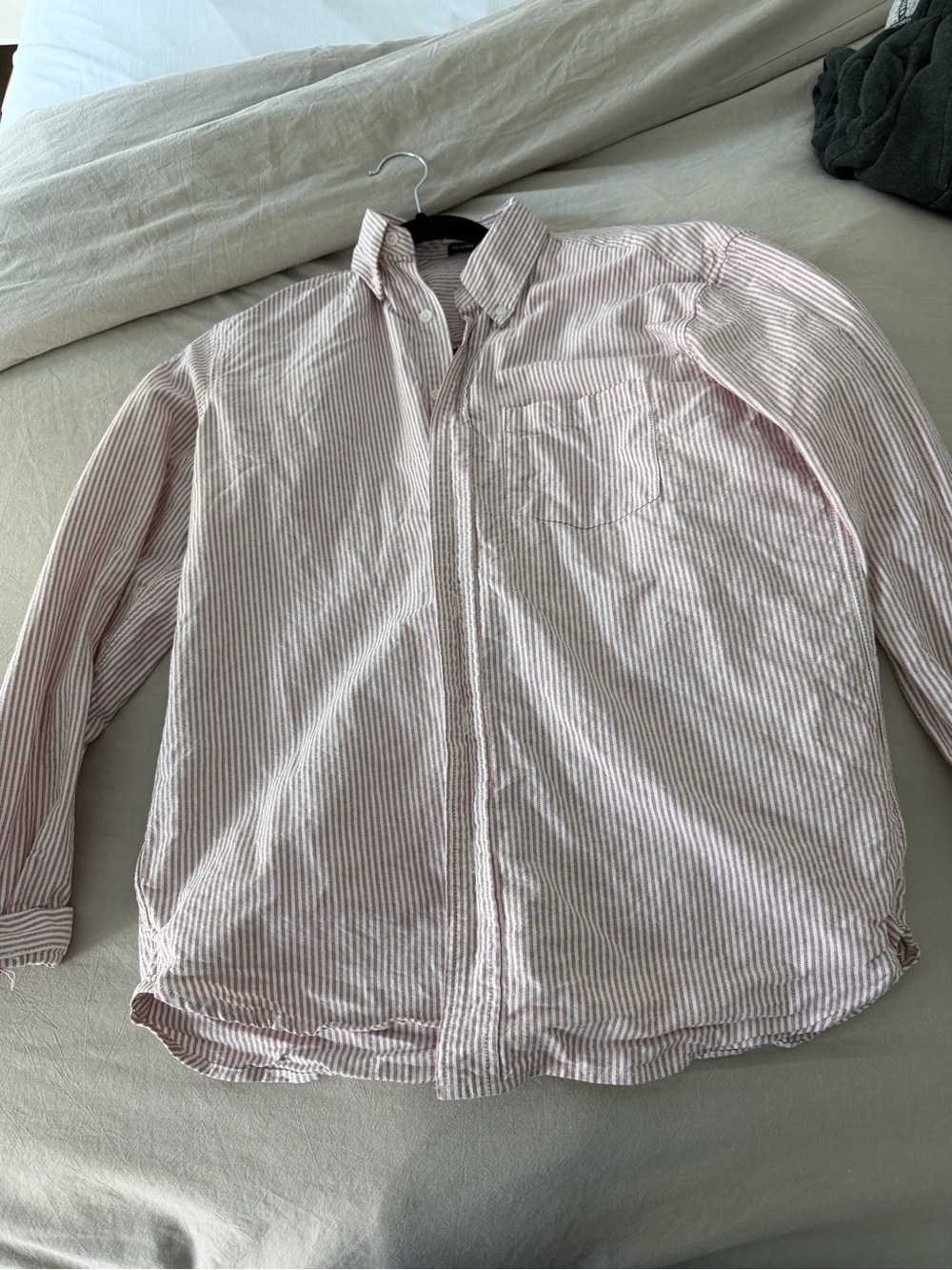 Brandy Melville Pink and White Striped Button-Down Shirt